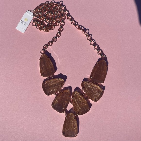 Kendra Scott Harlie Necklace Gold Dusted Glass, 14 Karat Rose Gold Plated NWT - Picture 2 of 11
